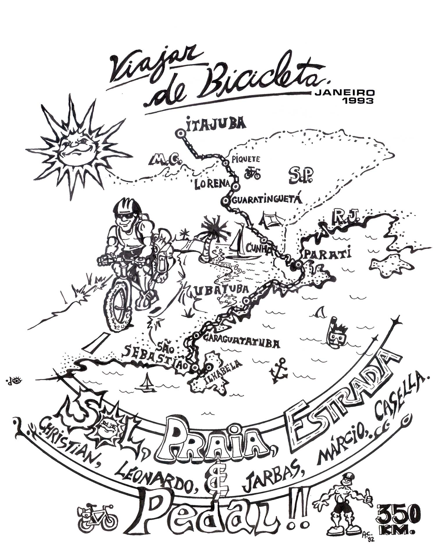 1993-01 Ilustração - Viajar de Bicicleta - Alessandro Casella