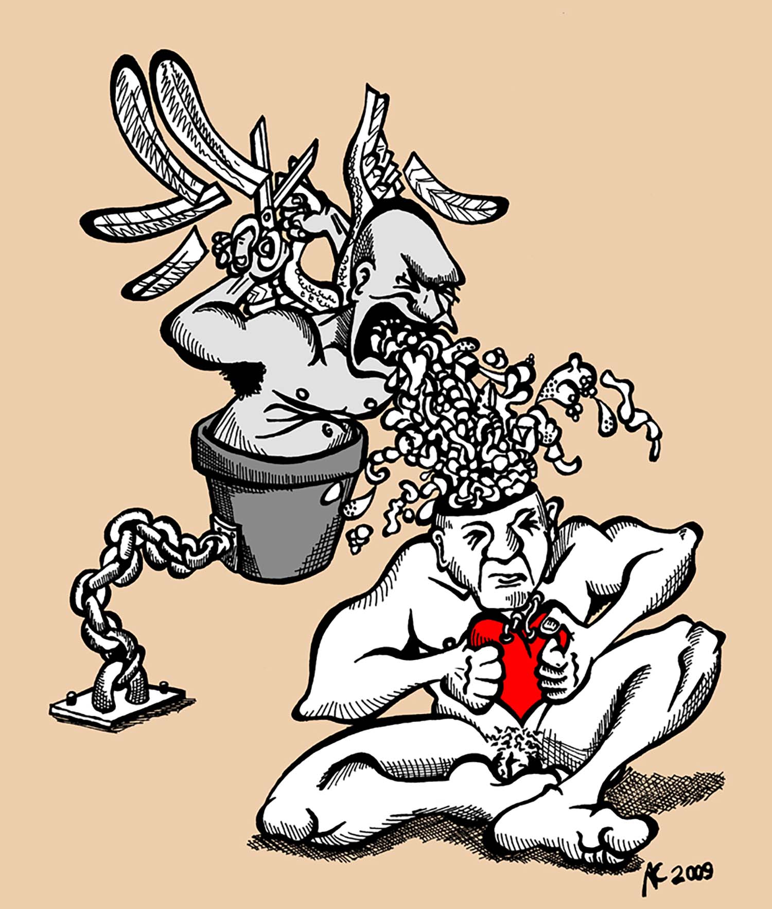 2009-02 Influences - Vomiting Into Someone Else's Mind - 800x942 - by Alessandro Casella